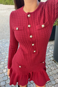 Gerda Crochet Mini Dress - Burgundy