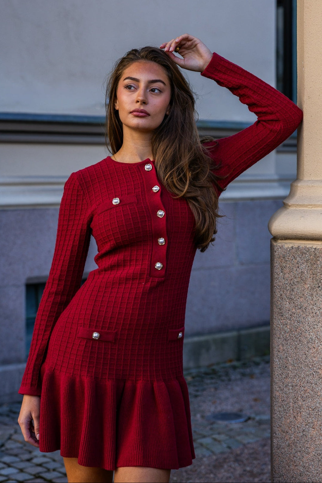 Gerda Crochet Mini Dress - Burgundy