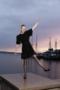 Santi Mini Glitter Dress - Black