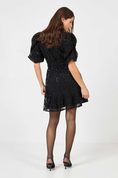 Santi Mini Glitter Dress - Black