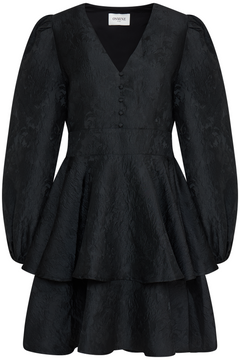 Åsa Brocade Mini Dress - Black