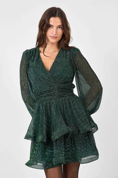 Jade Wave Plisse Dress - Green