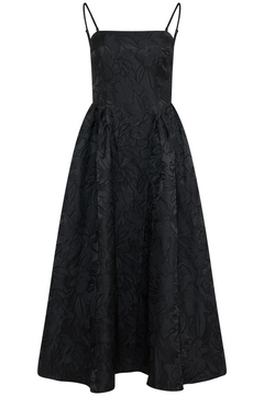Diora Brocade Midi Dress - Black