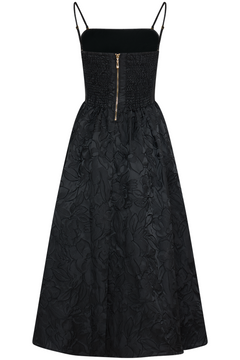 Diora Brocade Midi Dress - Black