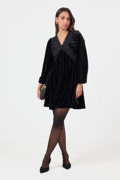 Gry Velvet Mini Dress - Black