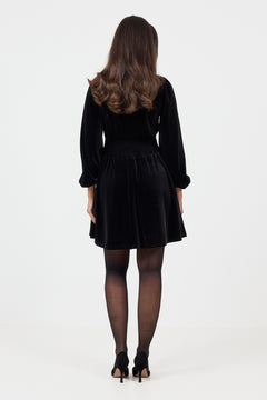 Gry Velvet Mini Dress - Black