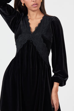 Gry Velvet Mini Dress - Black