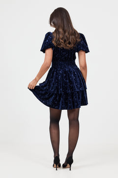 Jade Velvet Mini Dress - Navy