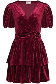 Jade Velvet Mini Dress - Dark Red