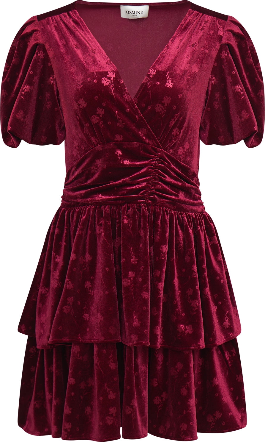Jade Velvet Mini Dress - Dark Red