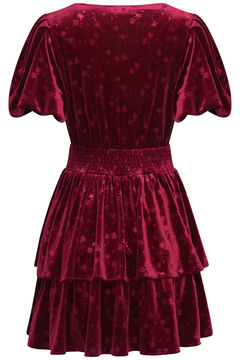 Jade Velvet Mini Dress - Dark Red
