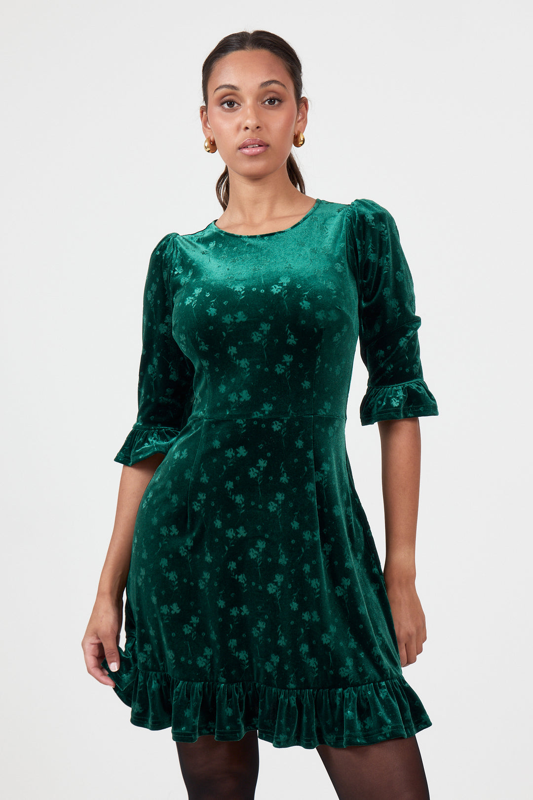 Sissel Velvet Mini Dress - Green