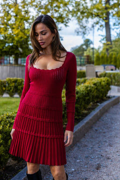 Milla Knit Mini Dress - Burgundy