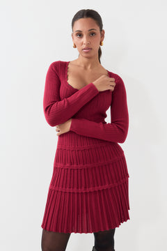 Milla Knit Mini Dress - Burgundy