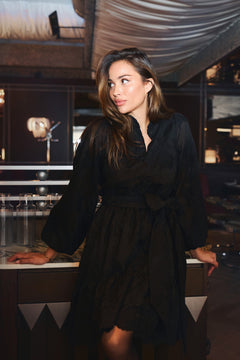 Sagali Wide Lace Dress - Black