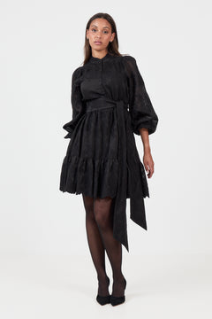 Sagali Wide Lace Dress - Black
