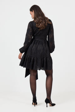 Sagali Wide Lace Dress - Black