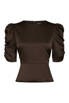 Benua Heavy Sateen Blouse - Dark Brown