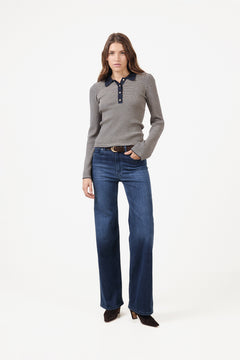 Marte Ls Mini Stripe Polo - Navy