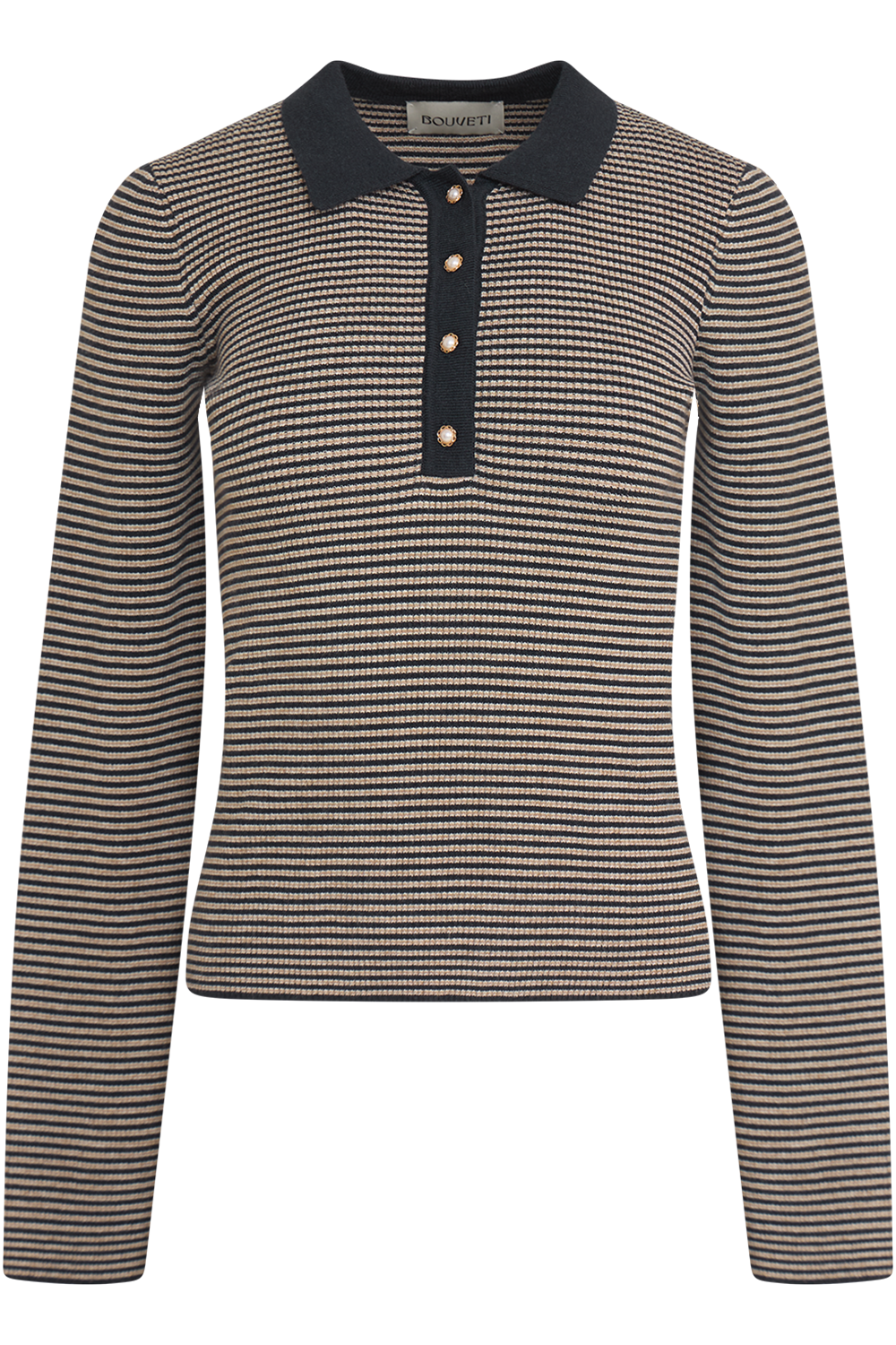 Marte Ls Mini Stripe Polo - Navy