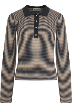 Marte Ls Mini Stripe Polo - Navy