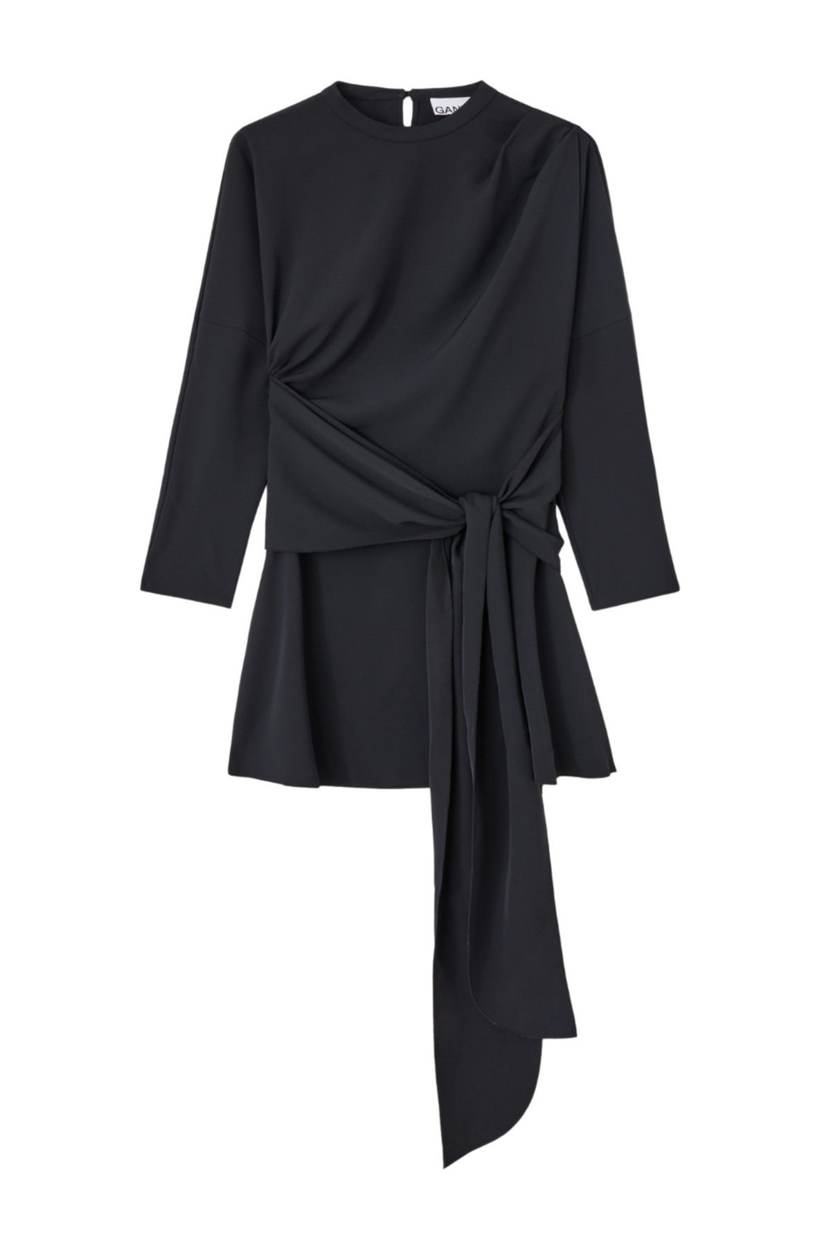 Cady Crepe Draped Mini Dress - Black