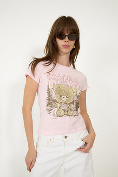 Basic Cotton Jersey Baby Fit Teddy Forest - Chalk Pink