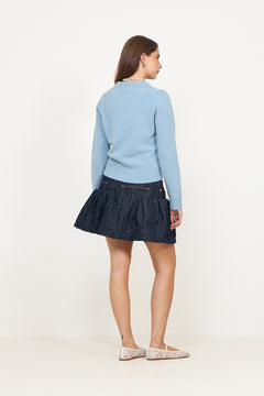 Graphic Wool Sweater Flowers - Blue Bonnet