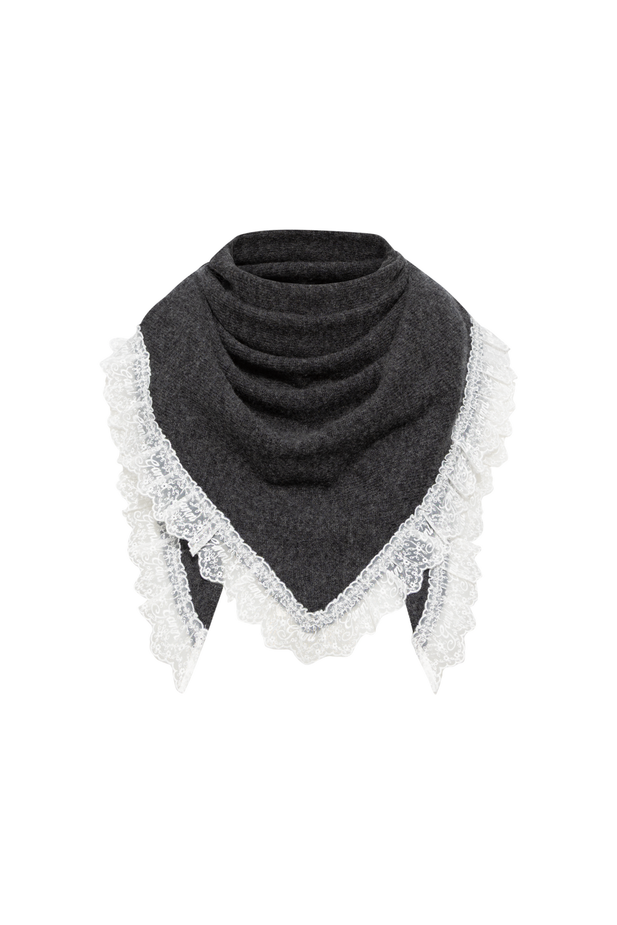 Wool Lace Triangular Scarf - Phantom
