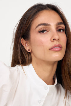 Small Icon Enamel Stud Earrings - Tory Gold / Burgundy