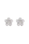 Daisy Pave Stud Earrings - Silver/Crystal