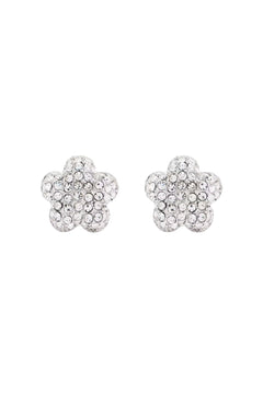 Daisy Pave Stud Earrings - Silver/Crystal