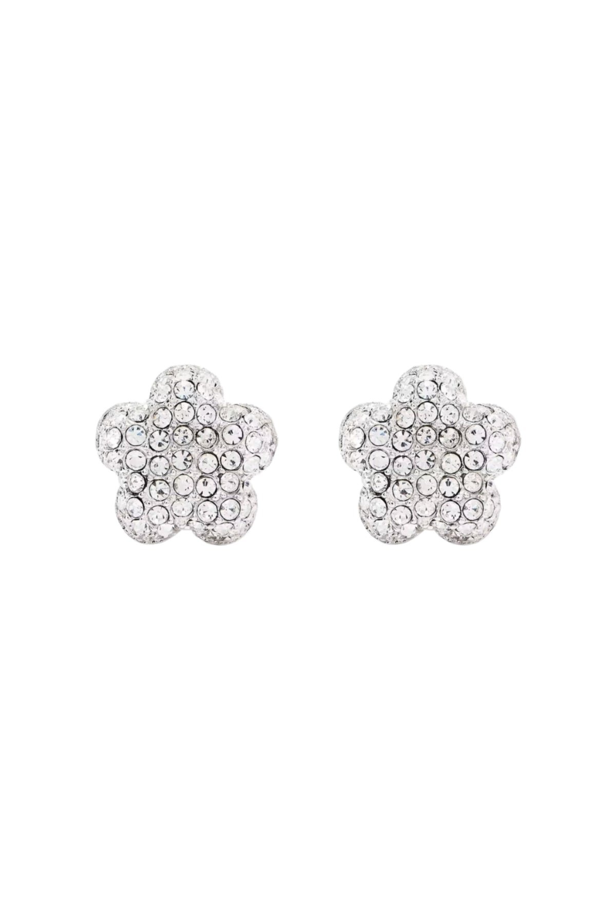 Daisy Pave Stud Earrings - Silver/Crystal