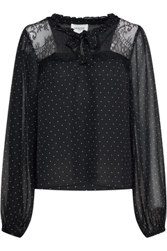 Hera Lace Dots Blouse - Black