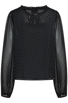 Hera Lace Dots Blouse - Black