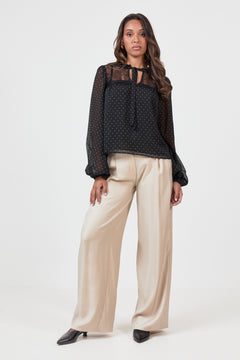 Hera Lace Dots Blouse - Black