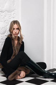 Bonnie Faux Fur Cardigan - Black