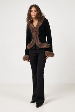 Bonnie Faux Fur Cardigan - Black