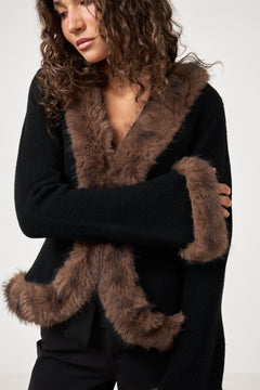 Bonnie Faux Fur Cardigan - Black