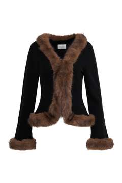 Bonnie Faux Fur Cardigan - Black