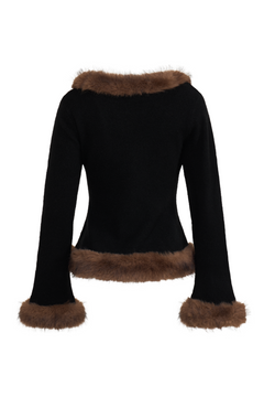 Bonnie Faux Fur Cardigan - Black
