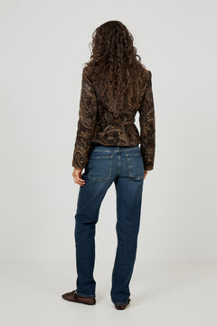 Aurelie Jacquard Belted Blazer - Brown Paisley