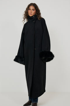 Lilas Wool Maxi Coat - Black