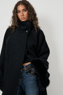 Lilas Wool Maxi Coat - Black