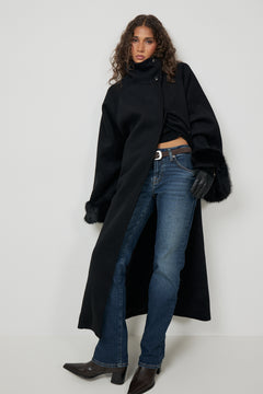 Lilas Wool Maxi Coat - Black