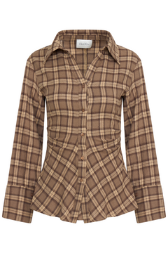 Lola Plaid Fitted Shirt - Beige