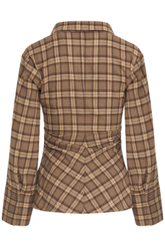 Lola Plaid Fitted Shirt - Beige