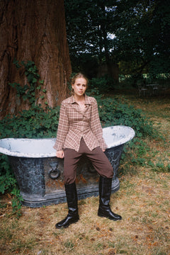 Lola Plaid Fitted Shirt - Beige