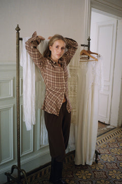 Lola Plaid Fitted Shirt - Beige