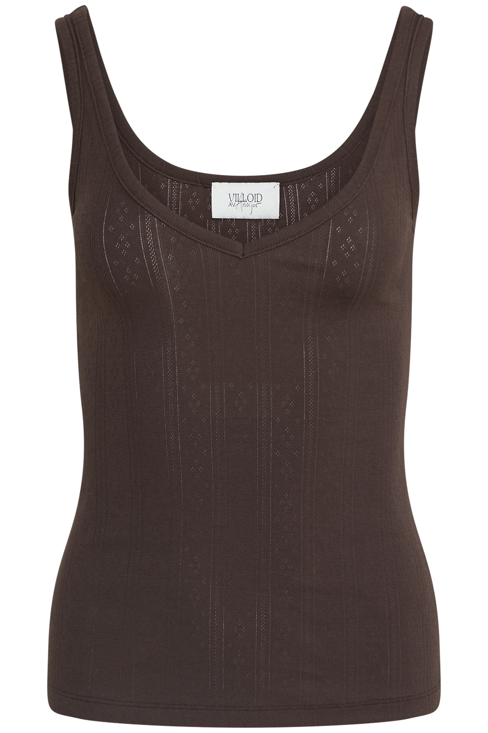 Mon Cotton Pointelle Top - Dark Brown